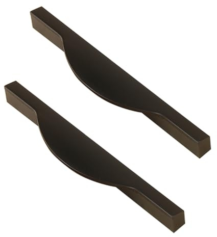 DSWZLQDXB 2 piezas Tirador Seccional Curvo Pomo Semi-Ovalado Para Puerta De Armario Manijas Aleación de aluminio Manilla Puerta negro Perilla para Cajón Asas de gabinete (Hole distance 128mm)