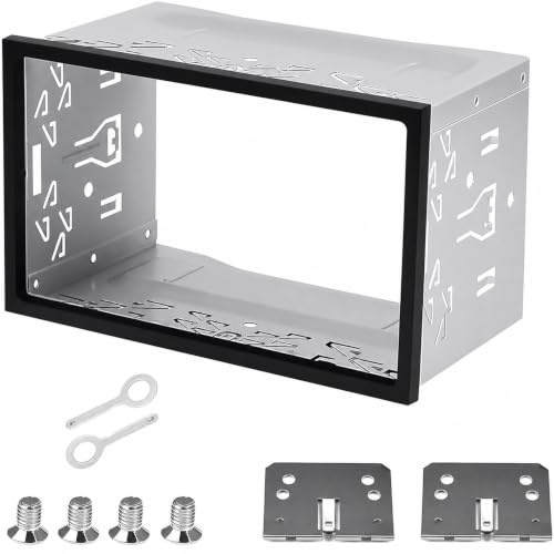 CLKE Double DIN Car Stereo Cage, for Most Double DIN Car Audio Frame Kit | Car Stereo Mounting Frame with Fitting Kit, Securing Cage with Frame, Universal Double Din Head Unit Car Installation Kit