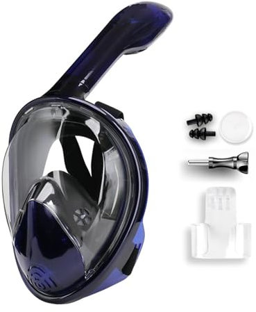 EHYSYN Schnorchelmaske Schnorchel-Tauchmaske, Unterwasser-Scuba-Vollgesichts-Schnorchelmaske, Antibeschlag-Schutzbrille für Schwimmausrüstung für Erwachsene Taucherbrille(Dark Blue,L/XL)