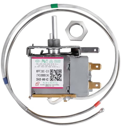 WPF28E-EX - Termostato per congelatore, ricambio a 2 poli per Midea, Arctic King, Insignia, Vissani (17431000001341 WPFE28L-L) - Parti di ricambio per regolatore di temperatura congelatore a pozzetto