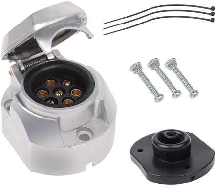 AOHEWEI 7-polig dragkrok Elektrisk släphylsa Metall Aluminiumlegering 7-vägs billjuskopplingar för båtar RV husvagn eller andra kommersiella fordon