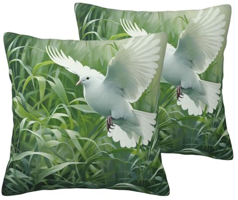 XTYGETY Funda de cojín con estampado de hierba y paloma para decoración de exteriores, funda de cojín para sofá del hogar
