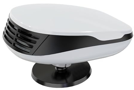 Riscaldatore portatile per cruscotto auto, 12 V, 120 W, per veicoli, camper, camion, bianco e nero, 14,5 x 11 x 8 cm