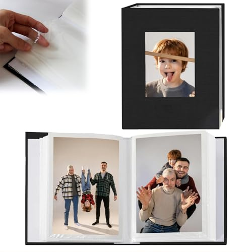 Xanthelle Fotobuch, Kleines Fotoalbum zum Selbstgestalten 4x6, Album mit Leeren Schwarzen Seiten, Mini Foto Album Buch für 100 Bilder, Erinnerungen & Geschenkidee