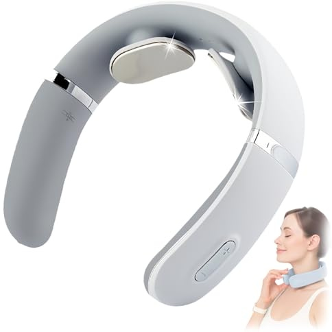 Yagerod RehaPuls Nackenmassager, Reha Puls Nackenmassagegerät, Tragbares beheiztes Nackenmassagegerät, Elektrische Lmpulse Gegen Schmerzen & Verspannungen, 10 Modi, 16 Intensitätsstufen
