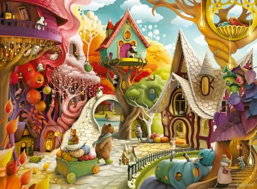 Ravensburger 500 Piece Puzzle – Home Sweet Home by Demelsa Haughton | Whimsical village scene with woodland animals puzzle for adults & kids age 10+