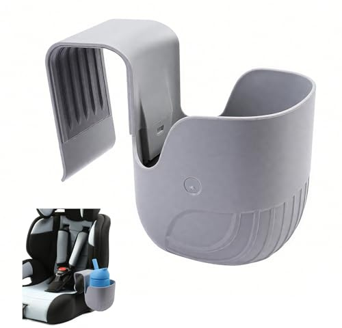 Autositz Kinderwagen Becherhalter, Grau Universal Umhängen Kinder Kunststoff Flaschenhalter Getränkehalter, Rollator Zubehör Kompatibel mit Rollstühle, Kinderbett & Meisten Autositzmodellen