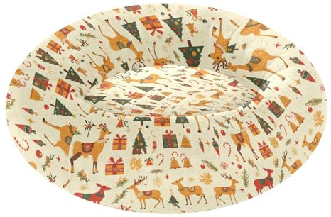 Haustier-Hundebetten, beruhigend, Anti-Angst, flauschiges Hundekissen für mittelgroße Haustiere, zum Schlafen, XS, Weihnachts-Hirschbaum, Sterne, Gelb