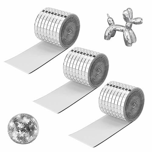 6400 Pièces Auto-Adhésifs Carreaux de Mosaïque 5 x 5 mm Autocollants Carrés en Mosaïque de Verre Mosaique Miroir Autocollant pour Bricolage et Décoration Disco Party