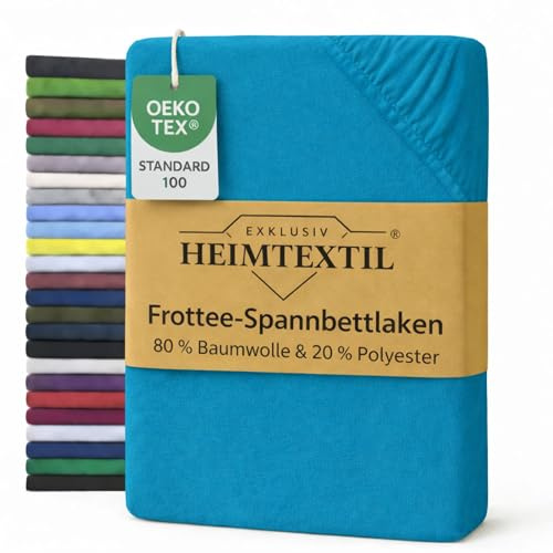 Lenzuolo con angoli elasticizzati in diverse misure e colori, Spugna, turchese, 180 - 200 x 200 cm