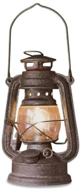 Loberon LED-Laterne Oxcroft - antikbraun | Pure Nostalgie, integriertes warmweißes LED-Licht, Antik-Finish, hängend oder stehend, Wohn-Accessoire, Eisen, Glas