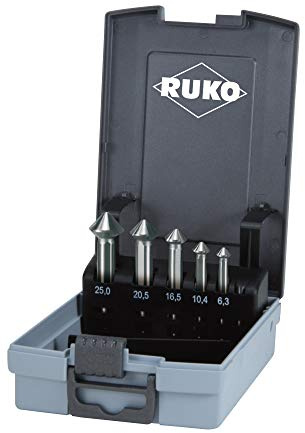 RUKO Kegel- und Entgratsenker-Satz ULTIMATECUT DIN 335 Form C 90 Grad HSS Co 5 in ABS-Kunststoffkassette 5-teilig