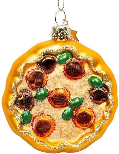 SIKORA Pizza besondere Weihnachtskugel Glas Christbaumschmuck Deko Figur Weihnachten Anhänger Ornament - Trend Line - BS485