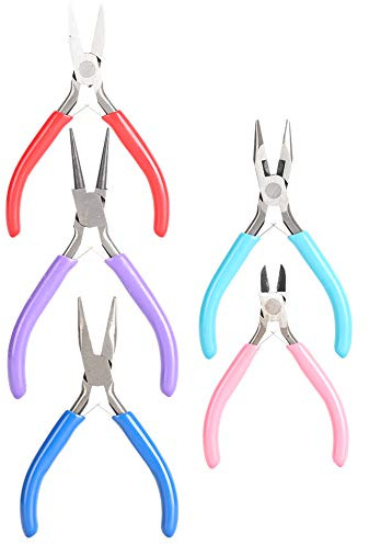 Shanrya 5pcs Mini Pliers Flat Long Toothless Nose Clamp Pincers for Jewellery Making Wires Cutter Hand Tool