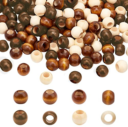 PH PandaHall 150 pz 20 mm Perline di Legno,Perline in Legno Naturale Tinto 3 Colori Rondelle Perline in Legno Perline Distanziatrici con Foro Largo 10 mm per Gioielli Fai da Te Artigianato Decorazione