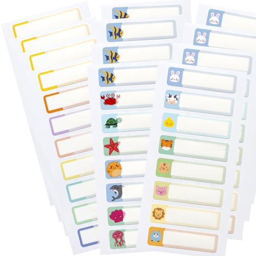 Namensaufkleber für Kinder Schule 96 Stk. 55x15 mm Wasserfest, Spülmaschinenfest, Selbstlaminierend, Personalisierte Namensschilder Klebeetiketten für Kindertagesstätte Babyflasche Schnabelbecher