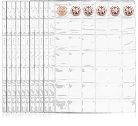 12 Buste per Album di Monete, 42 Scomparti da 29 mm, per 2 Euro Coins Switch Carte Album Raccoglitore Animal Monete Coinpad per Monete