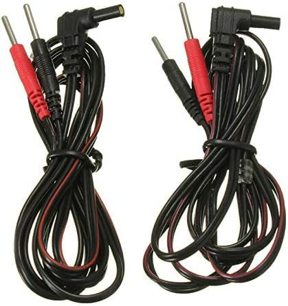 VYTALINE 2 Stück/Packung Ersatz-Elektrodenkabel, Verbindungskabel, 2 mm Stift, für elektronische TENS-Therapiegeräte und EMS-Geräte – Standard-Buchsenstecker (2)