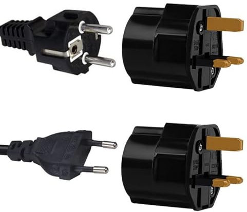 Shuko SCHUKO European 2 Pin to UK 3 Pin AC Mains UK Visitor Travel Power Plug Adaptor Converter BLACK - SINGLE