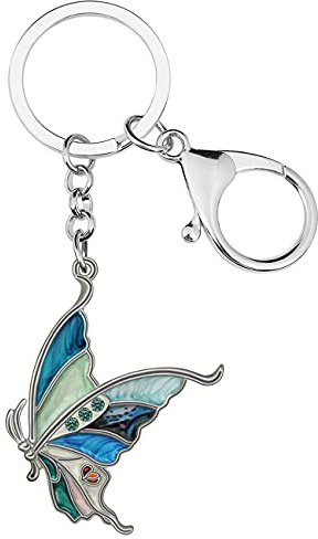 DALANE Porte-clés Papillon Alliage Émaillé Avec Strass Porte-clés Insectes Bijoux Cadeaux pour Femmes Filles Sac Charms (Bleu)