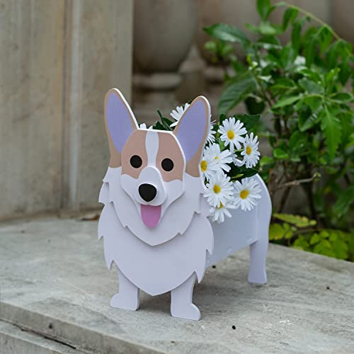 Gochoi Small Corgi Gifts Dog Planter,PVC Animal Plant Pots Outdoor Indoor Garden Planters for Succulent,Cute Rectangular Plant Flower Pots Decor S Corgi