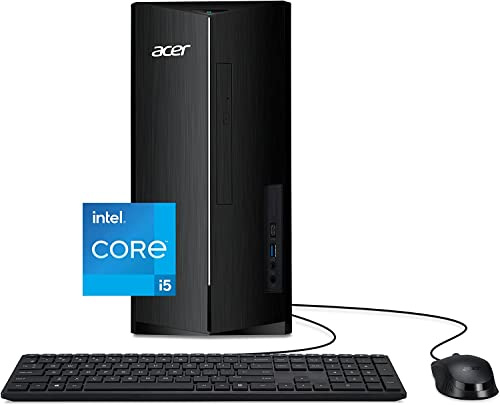 acer Ordinateur de bureau Aspire TC-1760-UA92, 12e génération Intel Core i5-12400 6 cœurs (jusqu'à 4,4 GHz), RAM DDR4 32 Go, SSD 1 To, DVD 8X, Intel Wireless Wi-Fi 6 AX201, Bluetooth, Windows 11