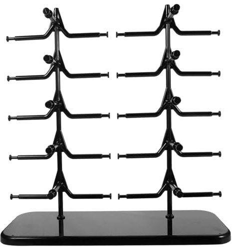 Operitacx Glasses Display Stand Detachable Sunglasses Organizer Rack Two-Tier Eyewear Storage Holder for 10 Pairs Black Compact Space-Saving Design