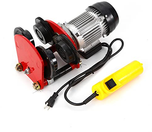 RustyVioum 2200lb Electric Hoist Trolley, Heavy Duty Electric Wire Rope Hoist Overhead Winch Crane Lift 3m/10ft Height, Overhead Winch Crane Lift with Remote Control