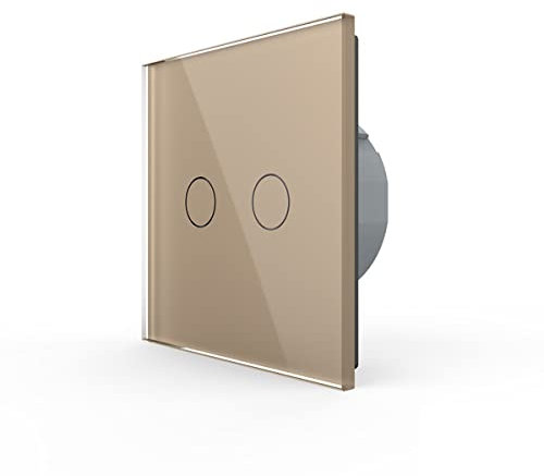 Livolo Touch - Pulsador doble pulsador táctil para montaje empotrado en marco de cristal de 1 compartimento en color dorado, para escalera, interruptor de pared, relé necesario