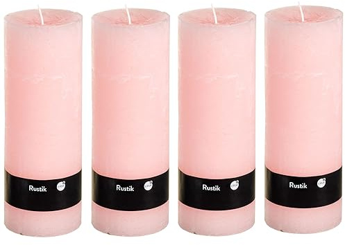 Stumpljus Rustic Set – blockljus, ljus, ljus, adventskrans, advent – inget sot – (7 x 19, ljusrosa, 4)