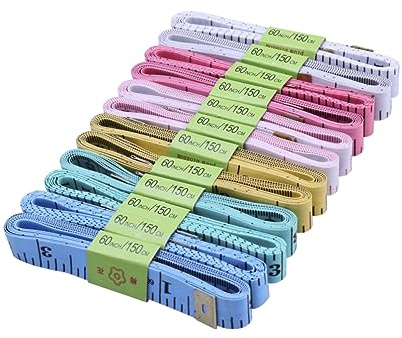 Lurrose 12 Stück Flexibles Maßband 1,5m Kunststoff Bruchfest Bunt Nähwerkzeug für Handwerk Zufällige Farbe