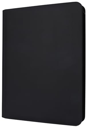 GrinOwl 16 Pocket Card Binder, Fits 1216 Trading Cards 1200+ Pockets Ringless Trading Card Album Folder for TCG (Black)