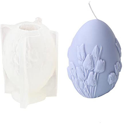 SHOUKAII 3D Easter Egg Silicone Candle Mold, Candle Mold Mousse Cake Baking Pan Dessert Mold, DIY Crafts Fondant Candy Cupcake Soap Baking Mould