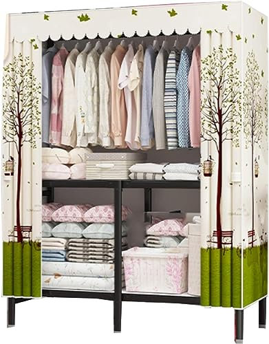 Kleiderschrank Tragbare Kleiderschrankregale,Stoffgarderobe,Faltbarer Schrank mit Kleiderstange,Leinwandgarderobe für Kleidung,Taschen,Schuhe,B-125x45x167cm