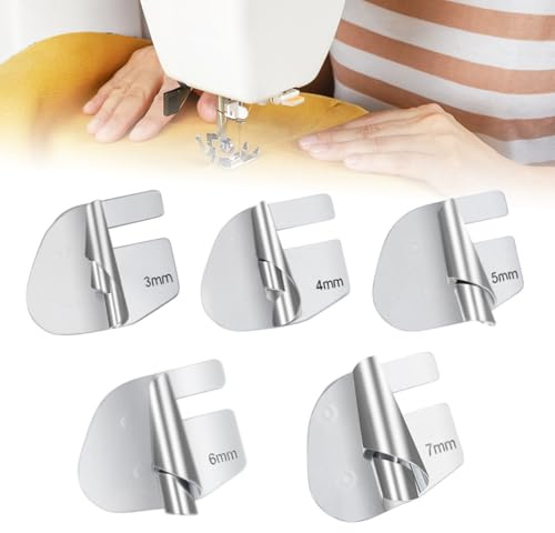 YUUTIAL 5 Stück Rollsaumfuss Nähfuß Saumfuss 3/4/5/6/7 mm Nähzubehör | Edelstahl,5 Größen 6-10mm,für alle gängigen Nähmaschinen,einfach zu wechseln,für Rollsaum & Säume,langlebig & rostfrei