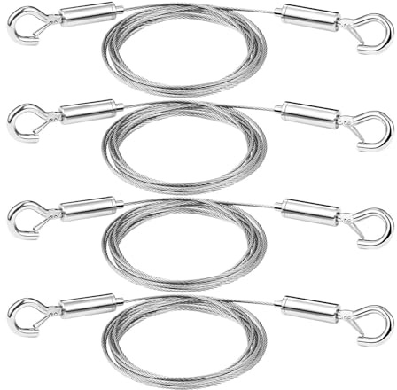 4 cables para fotos, alambre ajustable para colgar, cuerda de alambre resistente de acero inoxidable de 2 m x 1,5 mm, kit de alambre ajustable para colgar cuadros con gancho, kit de colgar resistente