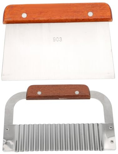 MAGICLULU 1 Jeu Spatule De Cuisine Coupe-légumes Ondulés Pomme De Terre Ondulée Grattoir à Pâtisserie Coupe-pommes De Terre Vague Spatule En Acier Inoxydable Coupe-fruits Silver Bois