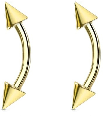JEWEL BARREL 2 barras curvadas para piercing de cejas, barra de joyería corporal de plátano Rook Daith, 16 G (1,2 mm), 6 mm, 8 mm, 10 mm, 12 mm de longitud con conos de 3 mm, Acero quirúrgico 316L