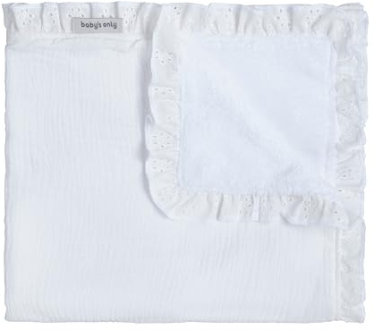 Baby's Only - Kinderdecke met Teddyfutter Calm - Kuscheldecke für gitterbett - Gitterbettdecke aus 100% Baumwolle - Für Jungen und Mädchen - 100x135 cm - Weiß
