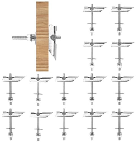 YBCCBY Suspente Placo Robuste 14 Pièces Boulons à Bascule Robustes M8x100, Chevilles à Bascule Poids Lourd en Acier Galvanisé au Carbone Chevilles à Ressort avec Rondelles et Ecrous