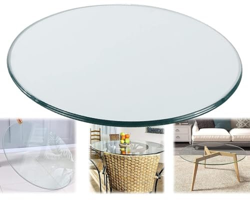Transparente Tischplatte aus gehärtetem Glas, 8 mm dick, rund, Terrassentischabdeckung, transparent, robuste Glasplatte für Garten-Esstisch, 45,7 cm