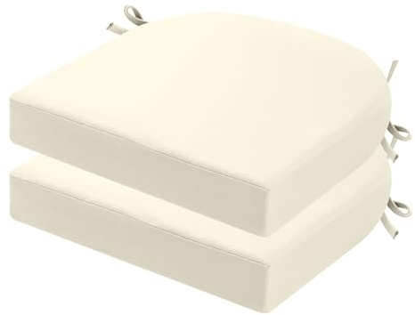 PRIMEPATIO Sitzkissen Outdoor 45x45, 2er Set Wasserdicht mit Bändern | Wasserdichtes Stuhlkissen für Gartenmöbel und Terrassenstühle, Polsterung für Balkon Terrasse und Außenbereich Beige