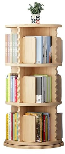RKJDMSWJ Rotating Bookshelf Tower Creative Learning Organiser Cubic Design Saves Space Suitable for Many Occasions(3-Storey)