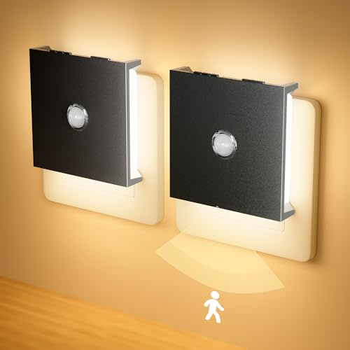 Feliigo Luz Nocturna con Sensor de Movimiento, 2 Piezas Luz Nocturna Infantil Enchufe Regulable con 3 Modos, Brillo Ajustables para Habitación de Niños, Baño, Pasillo, Cocina, Escaleras