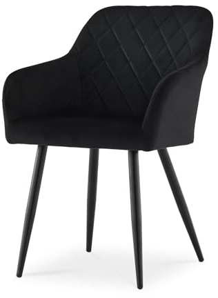 CLIPOP Esszimmerstuhl, 1 Stück Küchenstühle Schwarz Samtstoff stühle Polsterstühle mit Armlehne Metallbeine Polstersessel Stühle für Esszimmer Küche (1, Samt Schwarz)