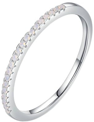 Ayoiow Ring Damen 585 Weißgold 1mm Rundschliff Weiß Moissanit Verlobungsringe Frauen Ring 52 (16.6)
