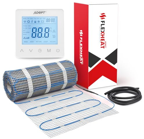 Adept Flexheat Electric Underfloor Heating Mat Kit - 200W/m2-8m2 - White Programmable Thermostat