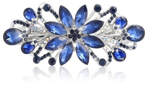 Horquillas para el pelo con diamantes azules, accesorios de joyería de lujo, clip elegante para bodas y mujeres, hermosa joyería floral de cristal para niñas