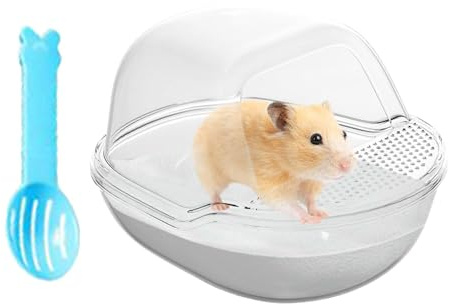 Hamster Sand Bath Container, Pet Shower Bath, Large Transparent Hamster Toilet with Shovel Set, Small Animals Cage Accessories, Transparent Hamster Sandbox, Multifunctional Hamster Bathtub