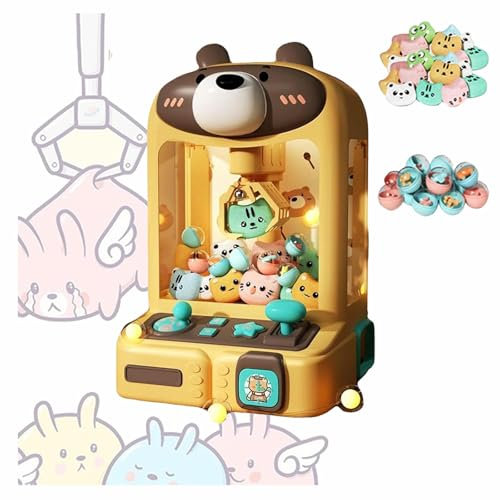 TYBEITAO Candy Grabber avec Lumières Et Musique,30 Peluches Et 10 Gashapons ， Machine Attrape Bonbon pour Les Cadeaux d'anniversaire De Noël,Bear